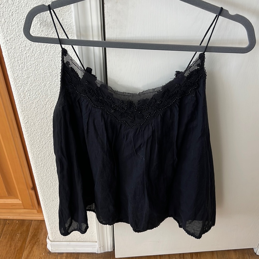 beaded black flowytank